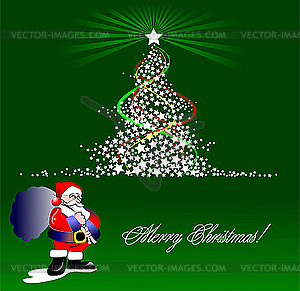 Christmas - New Year tree with Santa.  - vector clipart