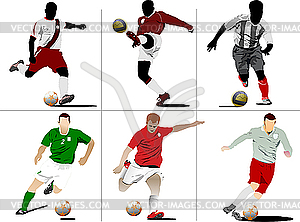 Six Soccer players.  - color vector clipart