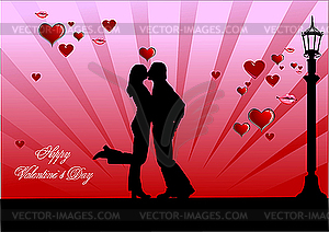 Cover for Valentine`s Day with couple kiss. - vector image