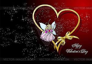 Поздравительные открытки на День Святого Валентина с сердцем и принцесса - клипарт в векторе / векторное изображение