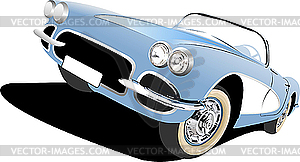 Blue car cabriolet on the road. - vector image