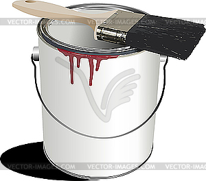 Can of paint and brush - vector clip art