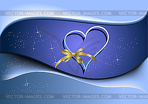 Blue Greeting card with hearts - vector clip art