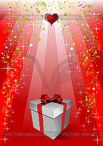 Cover for Valentine`s Day with gift box. - vector image