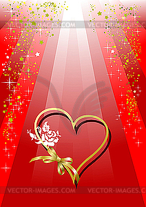 Красная открытка для Валентина День сердца. - изображение в векторном виде