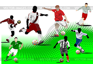 Seven Soccer players. - vector clipart