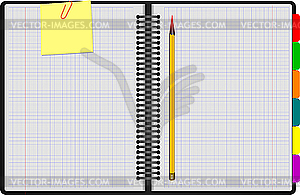 Черный раскрытый блокнот - графика в векторе