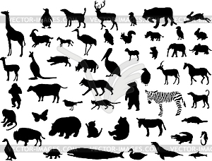 Collection of animal silhouettes - vector clipart