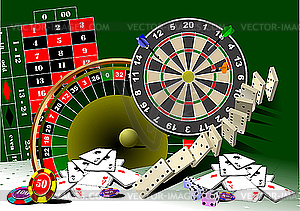 Roulette table and casino elements. - vector clipart