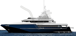 Black blue ocean yacht. - vector clipart