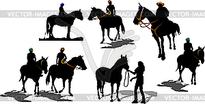 Sevenhorse silhouettes. - vector image