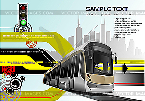 Abstract hi-tech background with tram. - vector image