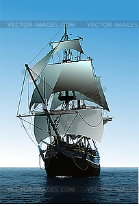 Poster with old sailing vessel - royalty-free vector image