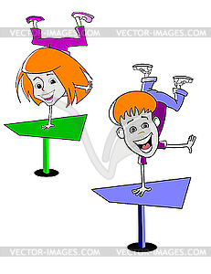 Two cartoon children. - vector clip art