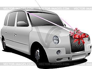 Свадебный белый автомобиль. - векторизованное изображение