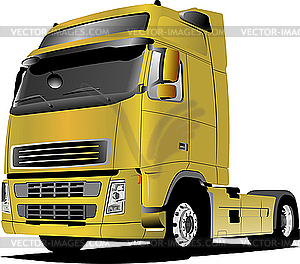 Yellow truck on the road. - vector clip art