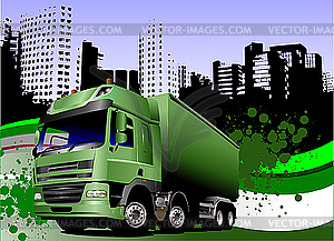 Abstract urban background with lorry. - vector clipart