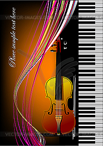 Piano with violin. colored - vector image