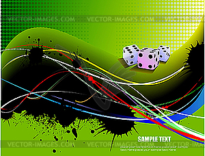 Yellow green background with dices - vector clipart