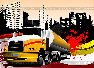 Urban background with truck - vector image