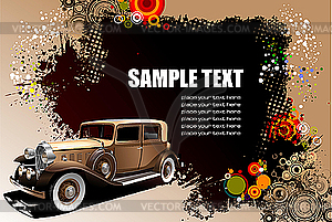 Grunge poster with old car - vector clipart