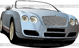 Blue car cabriolet on the road. - vector image