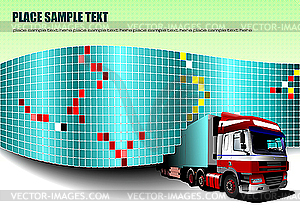 Ceramic tiles background with truck - vector image