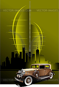 Retro car on futuristic abstract background. - vector clipart