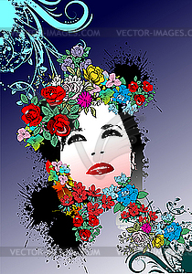 Floral woman silhouette - vector clip art