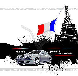 Cover for brochure with Paris and France flag - vector clipart