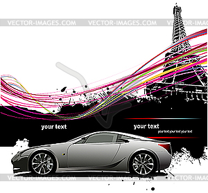 Cover for brochure with Paris and car - vector image