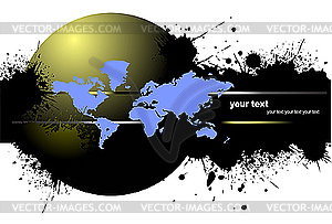 Grunge blot banner with earth - vector image