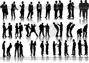 Forty businessmen silhouettes - stock vector clipart