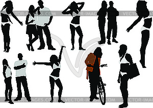 Women and men silhouettes - vector image