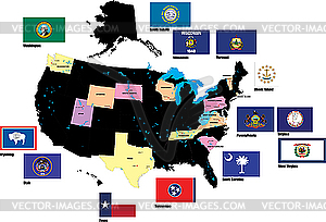 Flags of the USA states - vector image