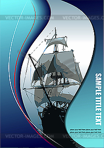 Cover for brochure with old sailing vessel - vector image