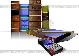 Book, pencil and calculato - vector image