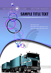 Abstract colored waved background with lorry - vector clipart