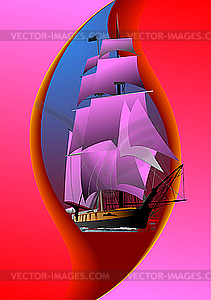 Cover for brochure with old sailing vessel; - color vector clipart