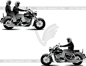 Three bikers. - vector clipart