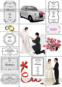 Big set of elements for wedding design. - color vector clipart