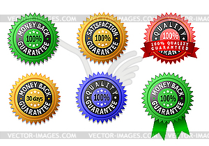 Labels for satisfaction, quality and money back guarantee - vector clipart / vector image