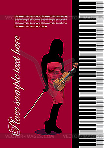 Piano with violin - vector clip art