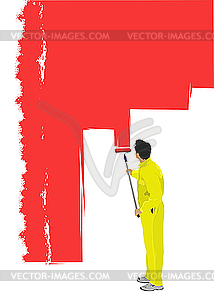 Man paints the wall brush. - vector clip art