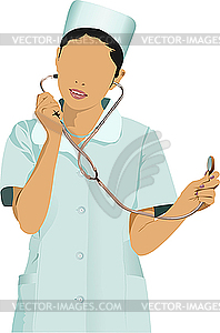 Медсестра женщина с белого халата врача `ы. - изображение в векторе / векторный клипарт