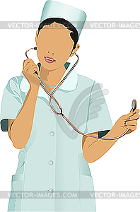 Nurse woman with white doctor`s smock. - vector EPS clipart