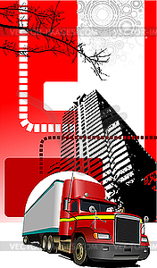 Poster with truck - stock vector clipart