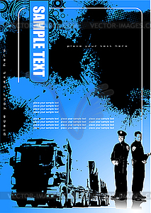 Grunge style cover for brochure with policemen - vector clip art