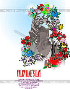 Floral Valentine`s Day Greeting card - vector clipart