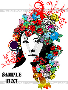 Floral woman silhouette - vector clipart